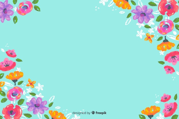 Natural background with colorful painted flowers