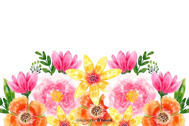 Free vector natural background with colorful watercolor flowers