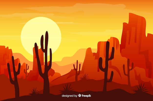 Free vector natural background with desert landscape