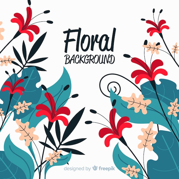 Free vector natural background with flat flowers