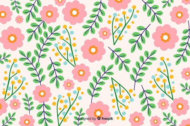 Free vector natural background with flat flowers