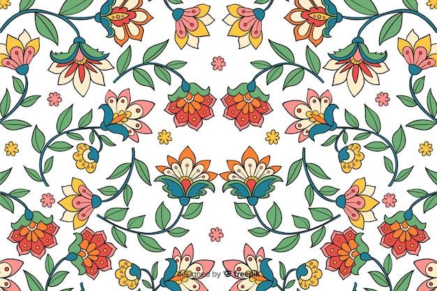 Free vector natural background with hand drawn flowers