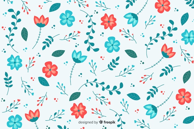 Free vector natural background with hand drawn flowers