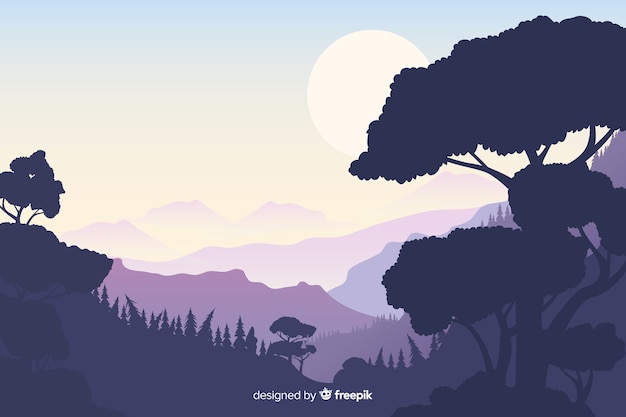 Free vector natural background with mountains landscape