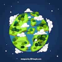 Бесплатное векторное изображение Естественный фон с планеты земля и деревья