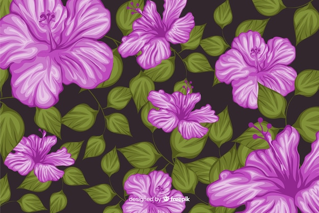 Free vector natural background with tropical flowers