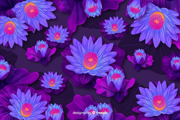 Бесплатное векторное изображение Естественный фон с тропическими цветами