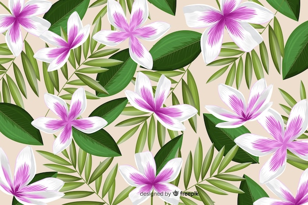 Free vector natural background with tropical flowers