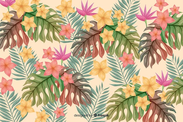 Natural background with tropical flowers