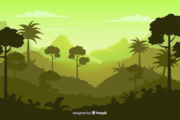 無料ベクター 熱帯林の風景と自然な背景