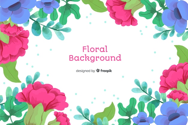 Free vector natural background with watercolor flowers