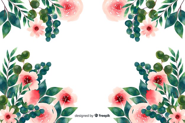 Free vector natural background with watercolor flowers