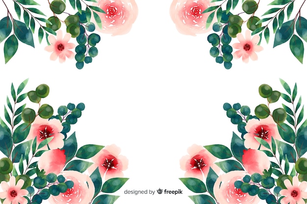 Free vector natural background with watercolor flowers