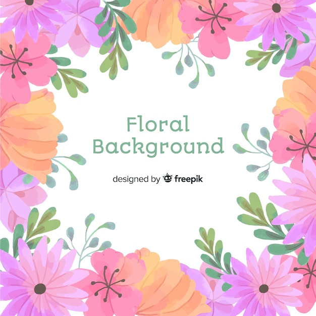 Natural background with watercolor flowers