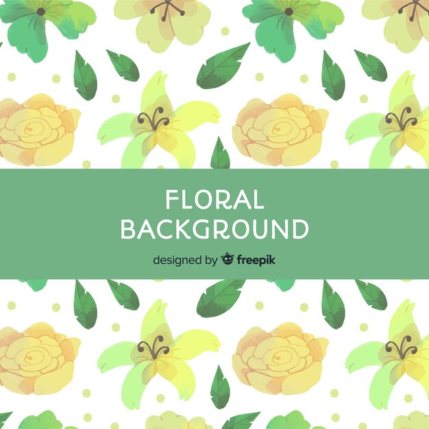 Natural background with watercolor flowers