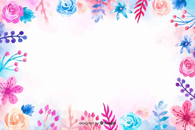 Natural background with watercolor flowers