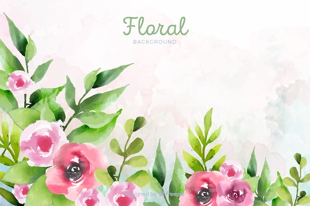 Free vector natural background with watercolor flowers