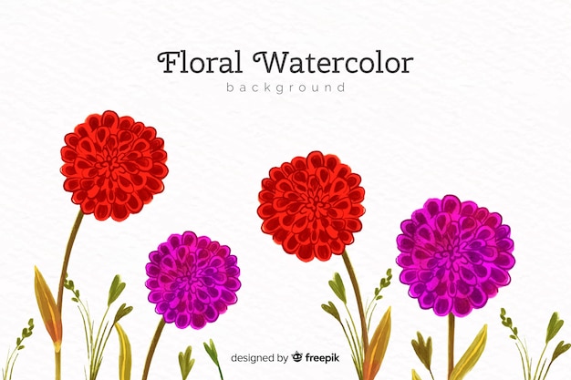 Free vector natural background with watercolor flowers