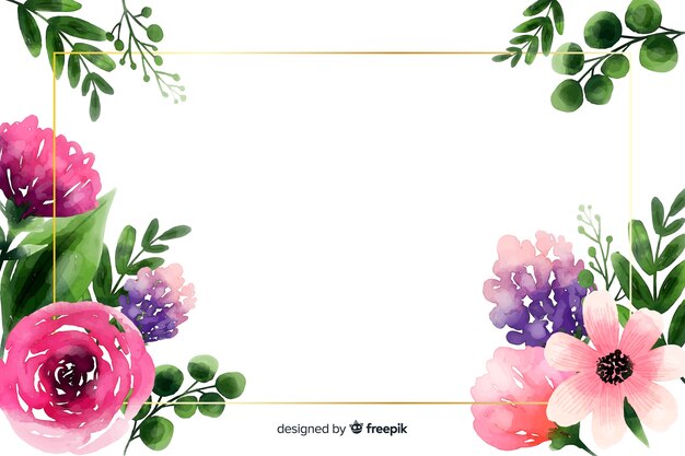 Natural background with watercolor flowers