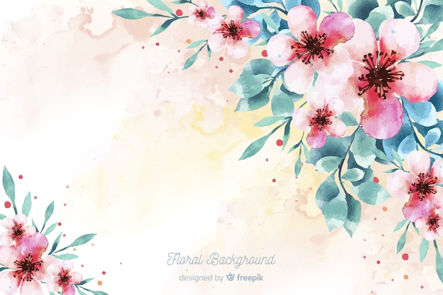 Free vector natural background with watercolor flowers