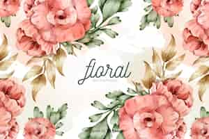 Free vector natural background with watercolor flowers