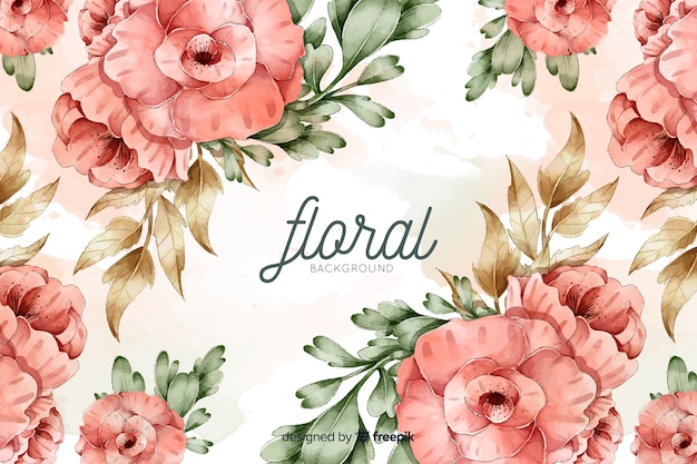 Natural background with watercolor flowers