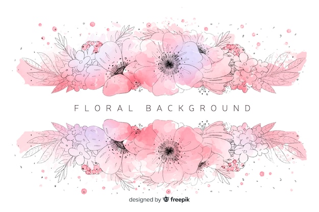 Free vector natural background with watercolor flowers