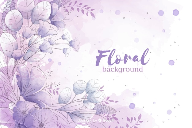 Natural background with watercolor flowers