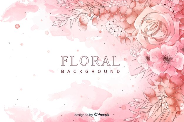 Natural background with watercolor flowers