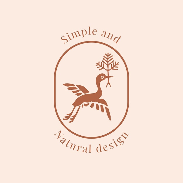 Free vector natural bird logo vector template for organic brands in earth tone