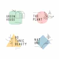 Бесплатное векторное изображение Коллекция натуральных логотипов в минималистском стиле