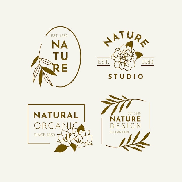 Vettore gratuito collezione logo aziendale naturale in stile minimal