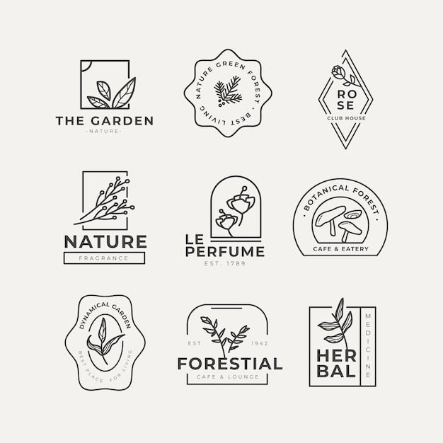 Natural business logo collection in minimal style
