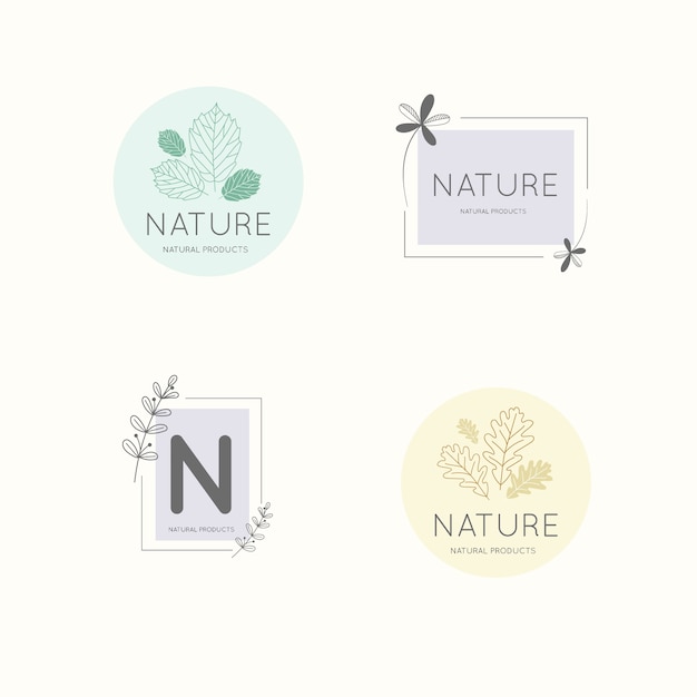 Vettore gratuito collezione logo aziendale naturale in stile minimal