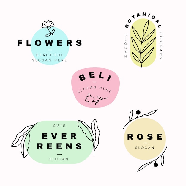 Natural business logo collection in minimal style