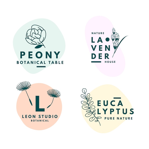 Natural business logo collection in minimal style