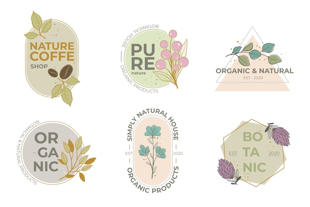 Collezione logo aziendale naturale in stile minimal