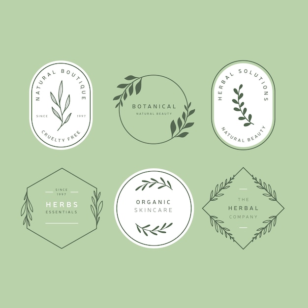 Бесплатное векторное изображение Коллекция логотипов natural business