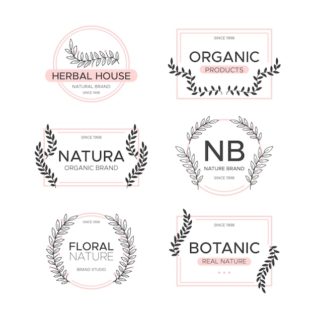 Free vector natural business logo pack minimal style