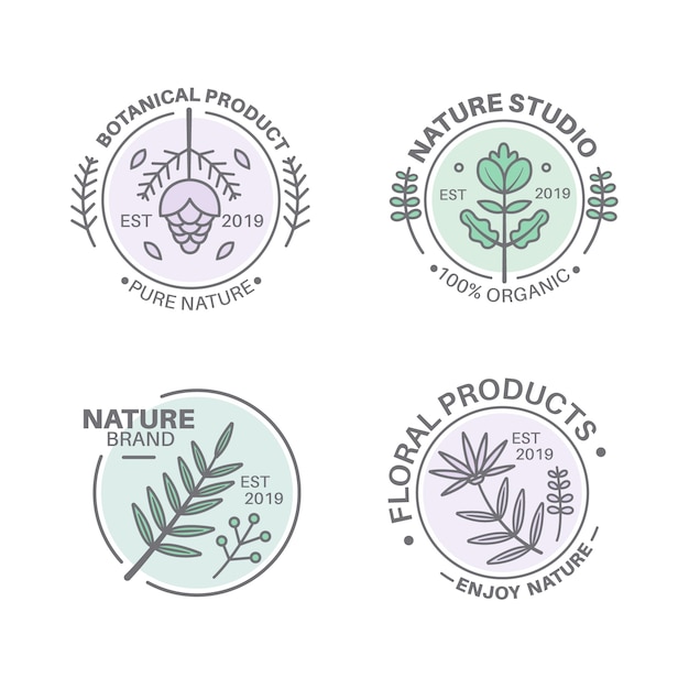 Natural business logo set in minimal style