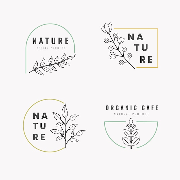 Free vector natural business logo set template in minimal style