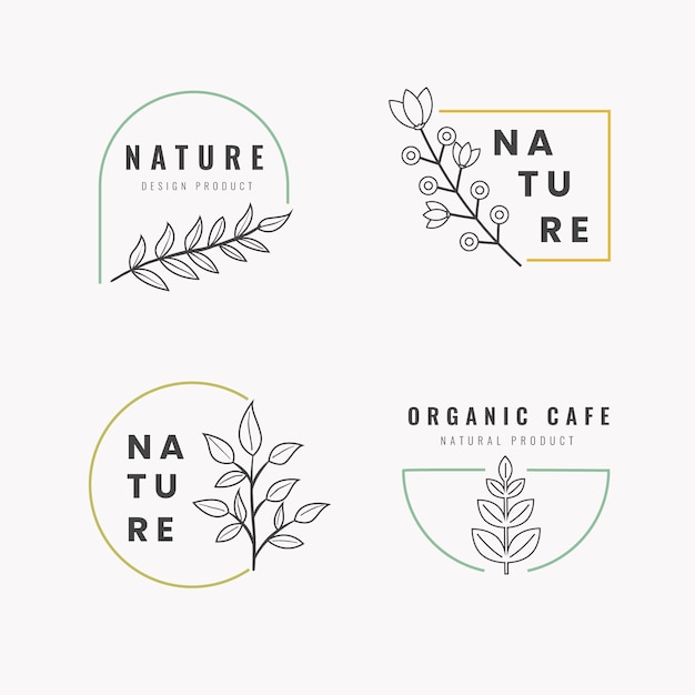Натуральный бизнес логотип набор шаблонов в минималистском стиле