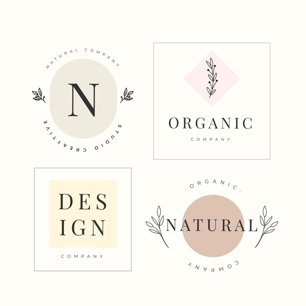 Natural business logo template collection in minimal style