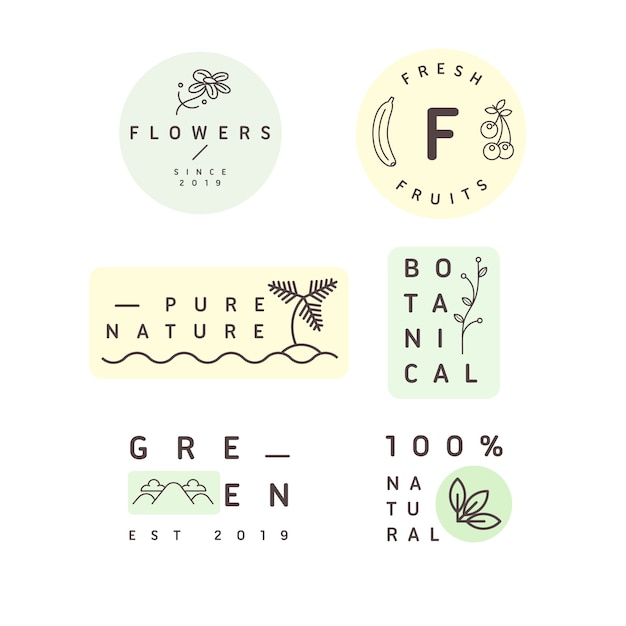 Free vector natural business minimal logo collection