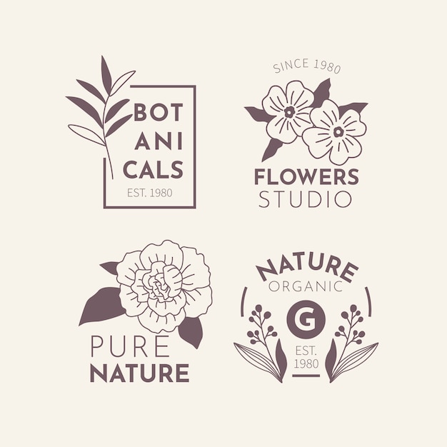 Natural business in minimal style logo set