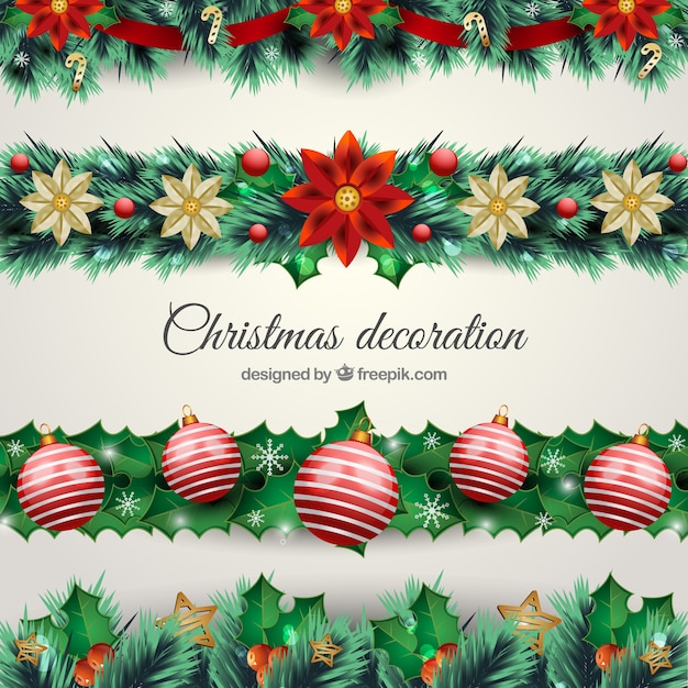natural christmas decoration with balls and flowers