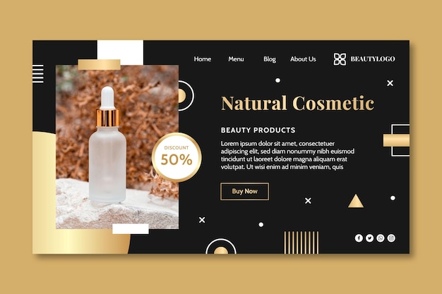 Free vector natural cosmetic landing page template