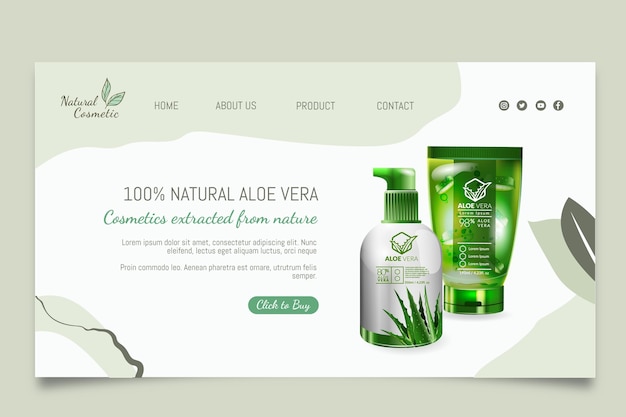 Natural cosmetic products landing page