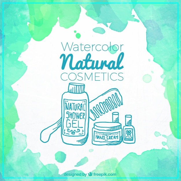 Natural cosmetics painted with watercolor