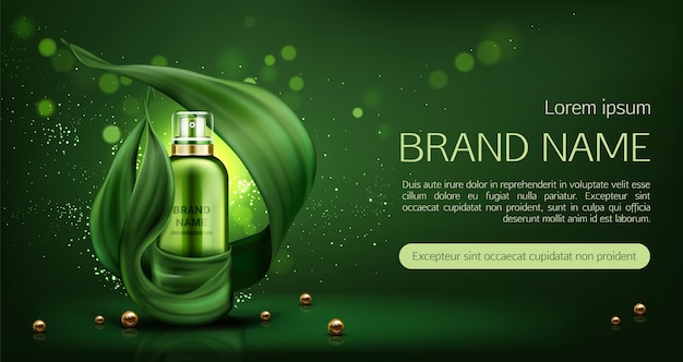 Natural cosmetics skin care lotion banner